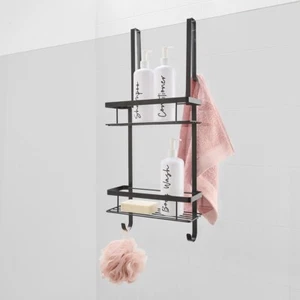 Over Door Shower Caddy 2 Tier Bathroom Storage Rack Holder Organizer Shelf Bath - Picture 1 of 7