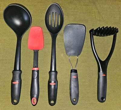 Black & Red 5 Piece OXO Kitchen Utensils (READ DETAILS) - Image 1 of 4