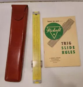 Estuche de cuero vintage Pickett Slide Rule N1010ES Trig Cómo usar Trig Slide Rule - Imagen 1 de 9