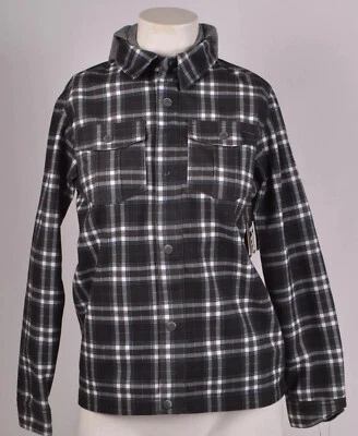 NWT YOUTH BOYS VOLCOM PAGODA FLANNEL JACKET $100 M black white hooded logo  - Image 1 of 4