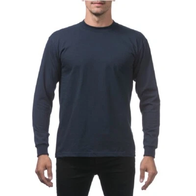 PROCLUB MENS HEAVYWEIGHT LONG SLEEVE T SHIRTS PRO CLUB CASUAL COTTON TEE SHIRT - Image 1 of 4