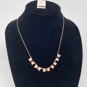 Kate Spade Gold BOW SHOPPE Pale Pink Enamel Bow Collar Necklace Station - Picture 1 of 8