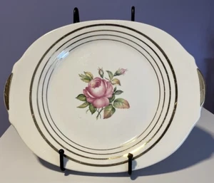 Vintage Mount Vernon By Salem China 23 Karet Pink Rose Bud Platter 11 3/4"x9 3/8 - Picture 1 of 7