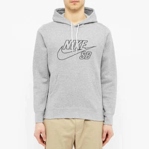 Sudadera con capucha Nike SB Icon Pro - GRANDE - CI5844-063 negra bordada gris volcada brezo - Imagen 1 de 5