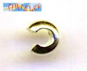 ARGENTO 925 MASSICCIO italiano - 2 copri schiaccini 4 mm bagnato oro giallo - Foto 1 di 1