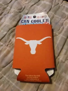 TEXAS LONGHORNS KOOZIE CAN COOLER NEW DOUBLE SIDED FLAT - Picture 1 of 2