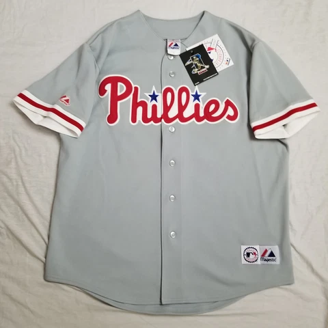 NEW Majestic Jim Thome Philadelphia Phillies Road Jersey Gray Stitched Size XL Cover