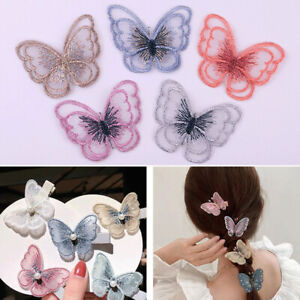 10 Butterfly Fabric Patch Sew On Clothes Embroider Deco Hair Accessory DIY 5*4cm