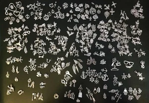300 Stck. Großhandel Menge Posten Schmuckherstellung Charms gemischt glatt Tibetisches Silber NEU - Bild 1 von 11