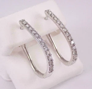 1.00 Ct Round Cut Diamond Simulated Wedding Hoop Earrings 925 Sterling Silver - Picture 1 of 6