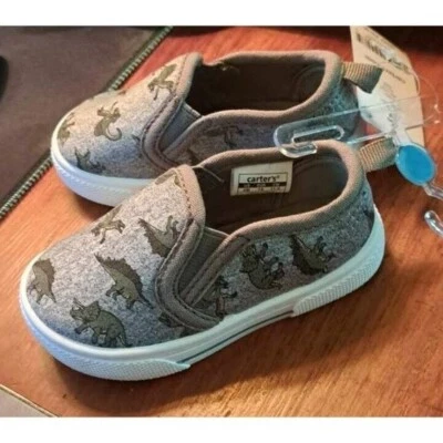New Pair Carters Baby Boys Slip-on Shoes Dinosaurs 4m 4 month - Image 1 of 3