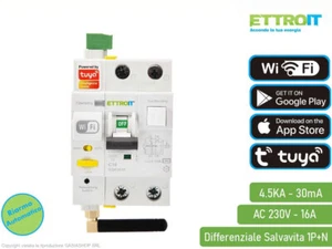 MAGNETOTERMICO DIFFERENZIALE SALVAVITA DIN SMART WIFI TUYA RIARMO TRAMITE APP - Foto 1 di 3