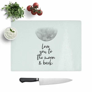 Love You To The Moon and Back Typografie Glas Hackbrett Oberflächenschutz - Bild 1 von 5