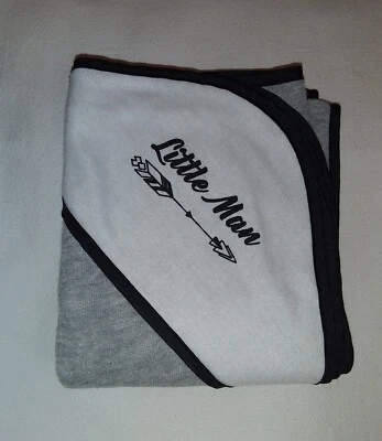 Manta de recepción Little Man gris con capucha y capucha de Baby Kiss, 25x30 Foto 1 de 4