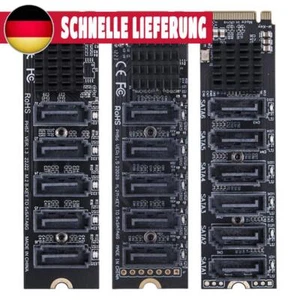 M.2 MKEY PCI-E Riser Card 5/6 Port Converter NVME To SATA SATA3.0 Adapter 6Gpbs - Bild 1 von 15