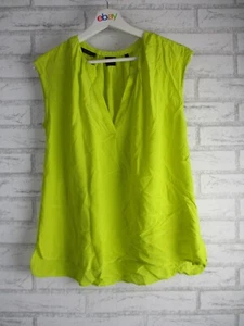 David Lawrence womens top blouse bright green silk 12 v-neck sleeveless - Picture 1 of 12