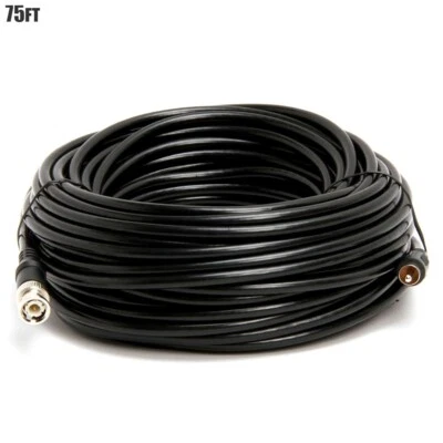 75FT BNC Male to RCA Male RG59 Coax Coaxial Video Cable Cord 75 Ohm Black - Image 1 of 3