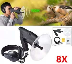 8X Parabol-Richtmikrofon mit Kopfhörer, Abhörgerät, Geräuschverstärker 100M - Bild 1 von 18