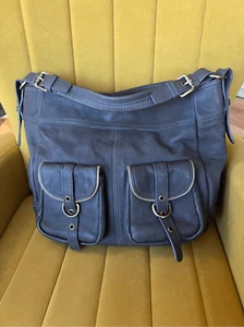 Via Repubblica grey leather tote purse - Picture 1 of 7