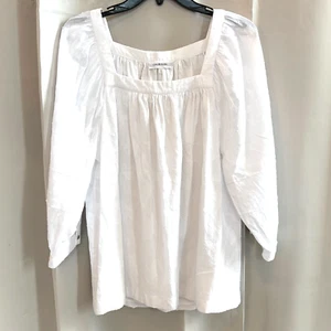 Calvin Klein Womens Top Large White Milkmaid Textured Coquette Cottagecore 18164 - Picture 1 of 9
