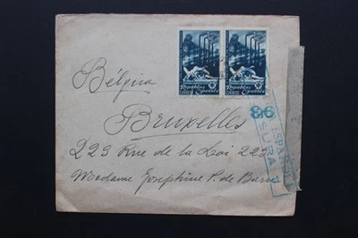 1937? SCW GUERRA CIVIL ESPAÑOLA CUBIERTA CENSURADA A BRUSELAS BELGIA Foto 1 de 2