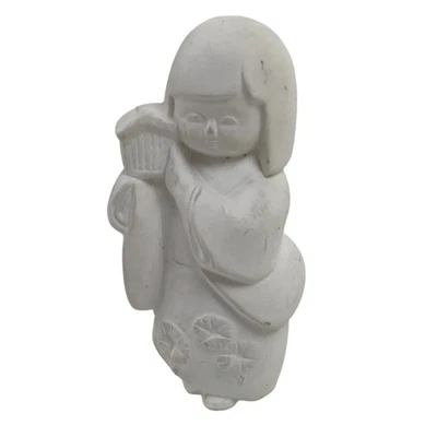 Estatuilla de niña kimono de arcilla japonesa de colección pequeña decoración blanca sin esmaltar BD995 Foto 1 de 4