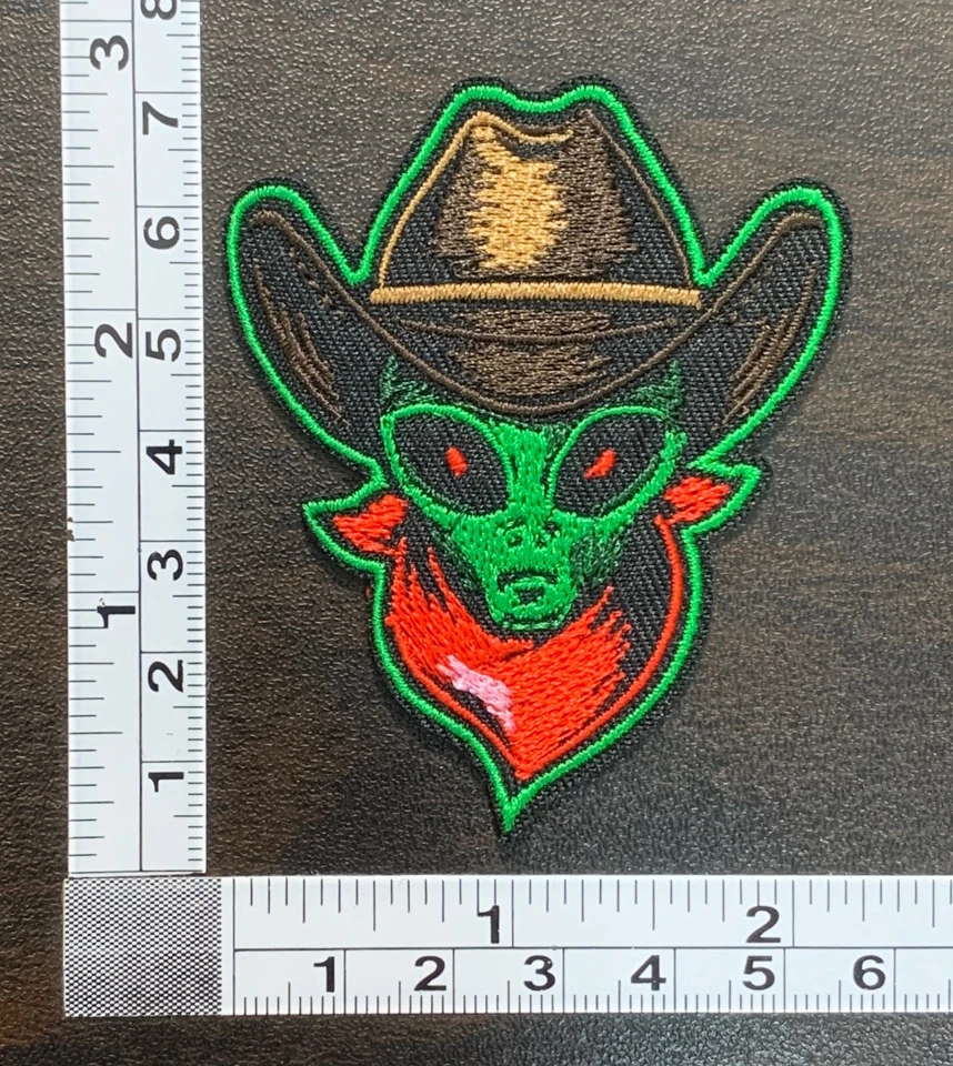 Alien Cowboy Embroidered Iron On Patch - Image 1 of 2