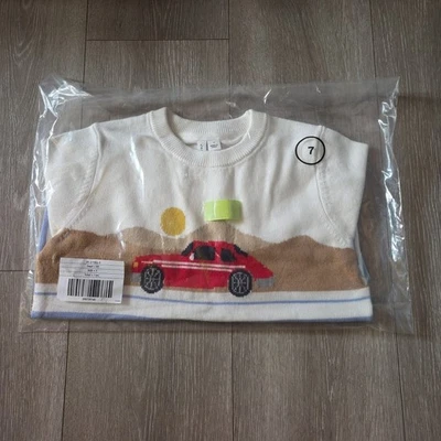 Suéter Janie And Jack Boys The Race Car tamanho 7 marfim  - Imagem 1 de 3
