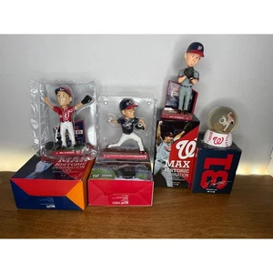 Lot of 4 Max Scherzer Nationals Bobbleheads & Snow Globe Lot Historic Domination - Picture 1 of 11