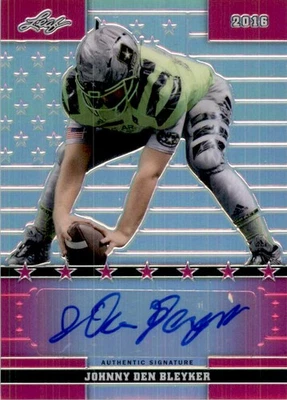 2016  Army All-American Bowl Flag Etch Metal Auto Pink #56 Johnny Den Bleyker /7 - Image 1 of 2