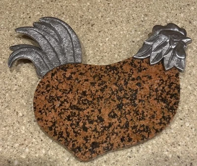 Lenox Marble Chicken Cutting Cheese Board with Knife Kitchen Farm Country Décor - Image 1 of 4