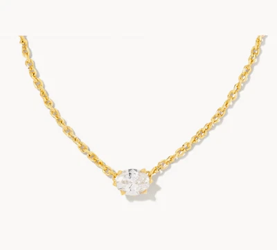 Collar Colgante Kendra Scott Cailin en Circonita Cúbica Blanca y Oro Foto 1 de 4