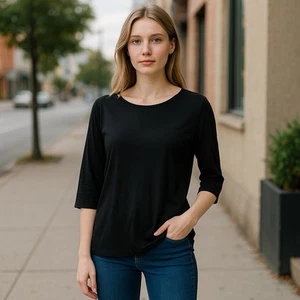 Ted Baker Black Top Size 2 UK 10 3/4 Sleeve Normal Fit Lightweight Viscose - Picture 1 of 6