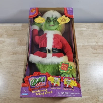 Плюшевая кукла Dr Suess How The Grinch Stole Christmas Transforming Talking 2000 в коробке - Изображение 1 из 4