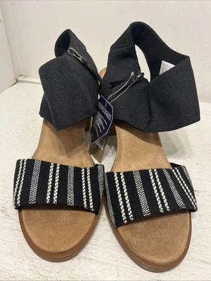 Новый с Ярлыками Toms Majorca вырез черный холст глобальная полоса сандалии обувь Размер 8,5 - Изображение 1 из 4