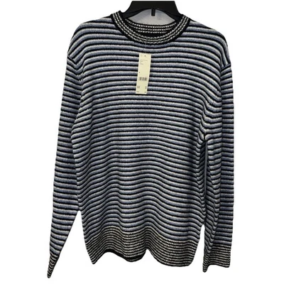 NWT BDG Urban Outfitters Men’s Fuzzy Blue Strip Sweater Size M~MSP $79~ - Image 1 of 4