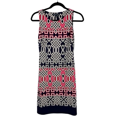 Vestido American Living sem mangas tamanho 2 malha slinky geométrico colorido - Imagem 1 de 4