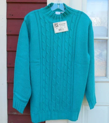 Haband NWT Size Medium (43") Aqua Long Sleeved Mock Neck Pullover Sweater - Image 1 of 4