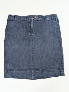 Gonna jeans dritta Loft Ann Taylor blu denim tasche zip donna taglia 6 - Foto 1 di 6