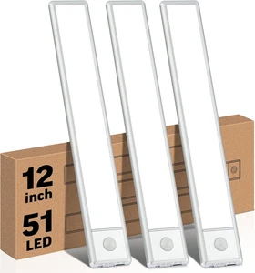 3 Pack Motion Sensor Under Cabinet Lights, Rechargeable Wireless Night Light Bar - Picture 1 of 11