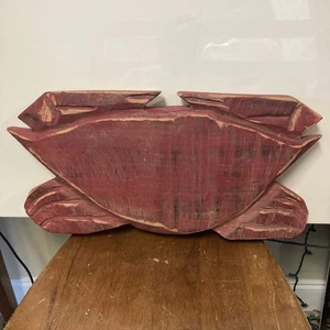 Insegna Rustica Decorazione Parete Granchio Legno Fatta a Mano 22”x10,5” Vintage - Foto 1 di 7