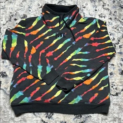 🌈 PINK Victoria’s Secret Rainbow Zebra Fleece Pullover | Size S - Imagem 1 de 4