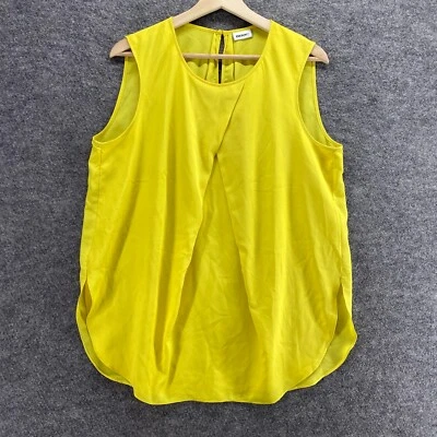 Blusa DKNY Mujer L Grande Amarilla Sin Mangas Forrada Gancho y Ojo Correa Ancha Informal Foto 1 de 4