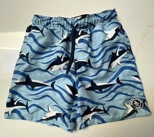 PENGUIN Boys Sz 8 Blue Shark Swim Trunks Shorts - Picture 1 of 2