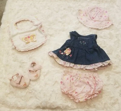 Koala bebé 5 piezas atar floral vestido conjunto 0-3M con sombrero, babero y zapatos - Niñas  Foto 1 de 4