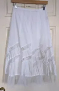 Caroline Morgan Size S White Cotton And Lace Tiered Skirt - Picture 1 of 3