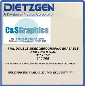 Pellicola da Disegno in Mylar 4 mil 30"x150' Rotolo Doppio Opaco Xerografica Cancellabile - Foto 1 di 1