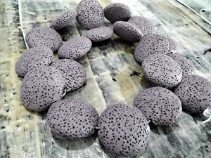 Natural Lava Flat Round, Rosy Brown, 21 x 7.5mm, 19pce Free Postage Oz Seller - Picture 1 of 3