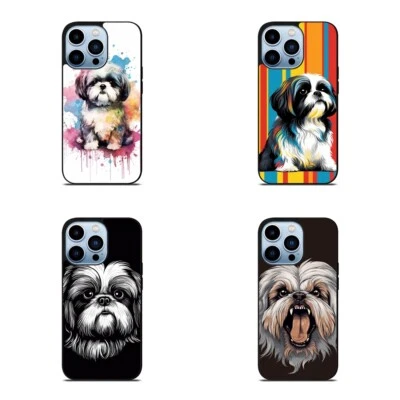 Playful cartoon Shih Tzu art For iPhone 11 12 13 14 15 Pro Max Mini - Image 1 of 4