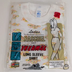 Vtg 1970s Women’s Kmart Raschel Type Thermal Long Sleeve Shirt Sz L Made In USA - Picture 1 of 2